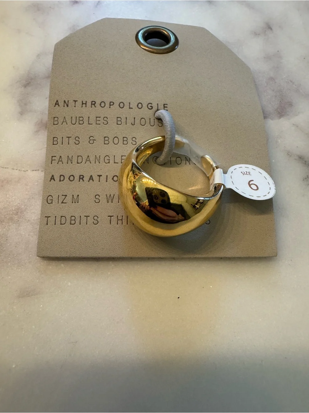 NWT Anthropologie Chunky Metal Stacking Ring in Gold